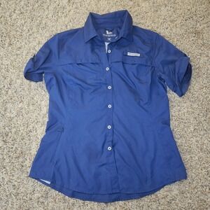 Field & Stream Fishing Shirt Women Vented Size Medium Blue Button Down Pocket